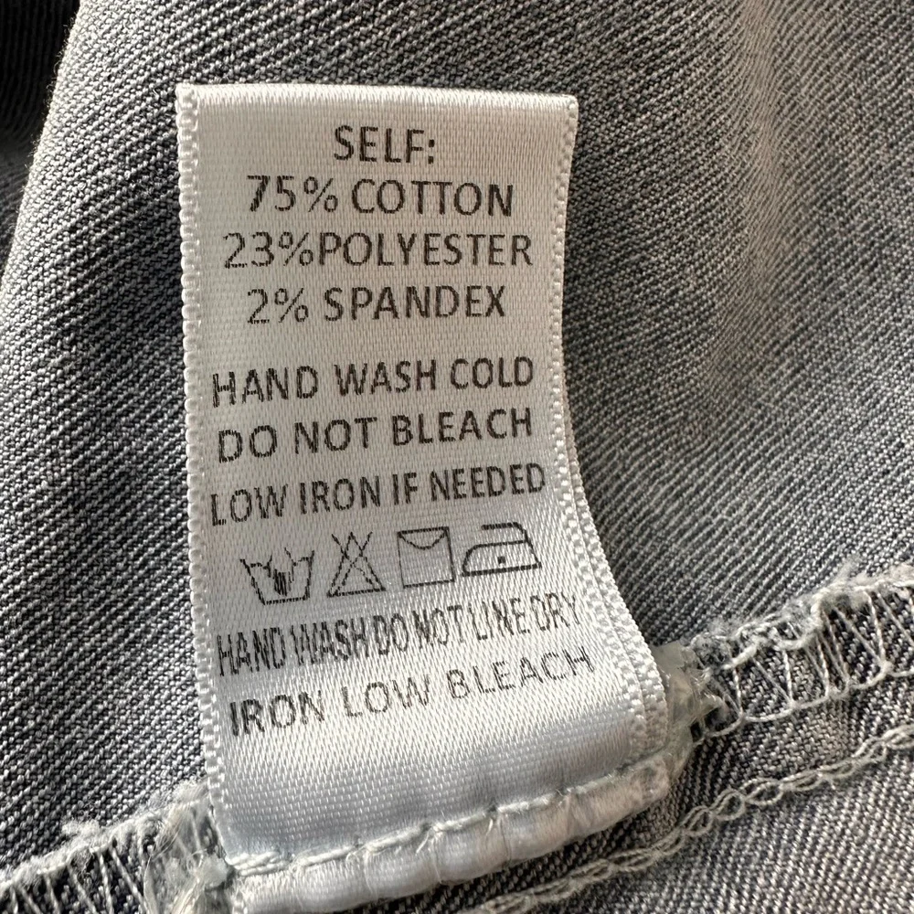 Blue Blush Cotton Blend Faux Denim Balloon Sleeve Dress - Picture 15 of 16